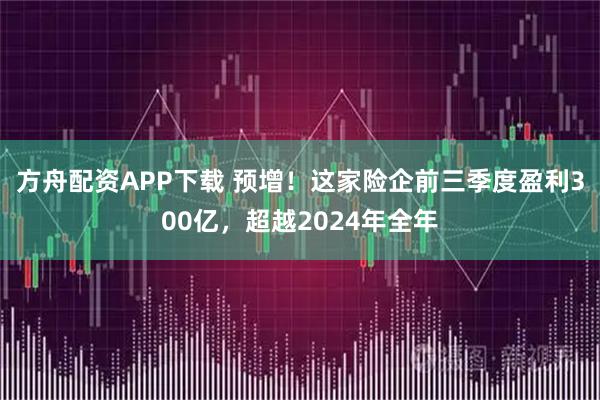 方舟配资APP下载 预增！这家险企前三季度盈利300亿，超越2024年全年